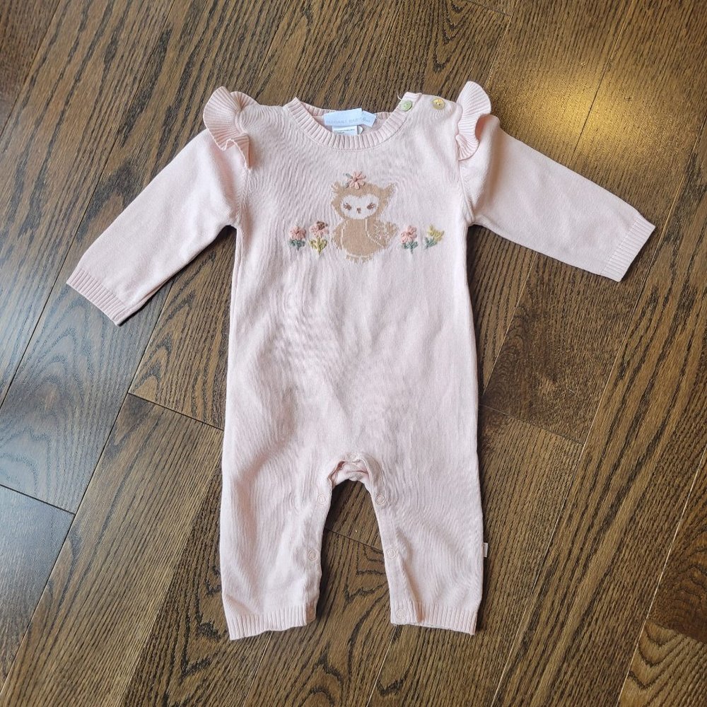 Elegant Baby Girl Jumpsuit with Crochet Flower Detail